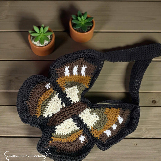 Butterfly Crochet Bag, Unique Handmade Purse with Lining & Zipper, Mother's Day Gift, Birthday - Travel Gift, Summer Bag, Tote bag