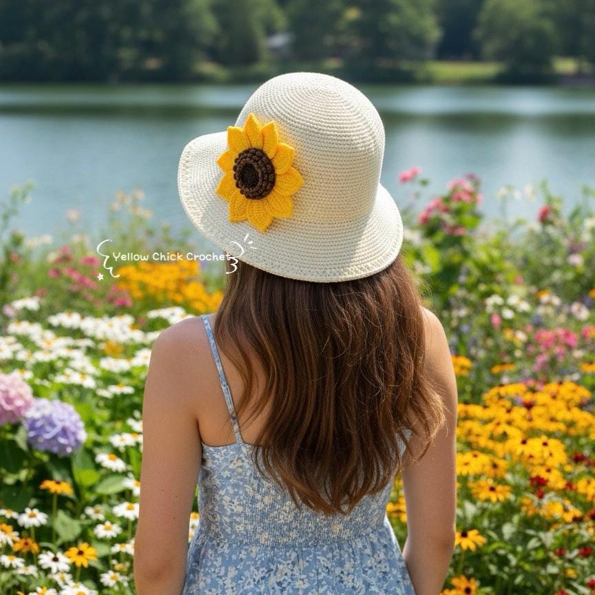 Sunflower Crochet Bag, Matching Hat, Crossbody Bag, Handle Bag, handmade sunflower bag, Lined, Zippered , Mother's Day gift, Easter gift