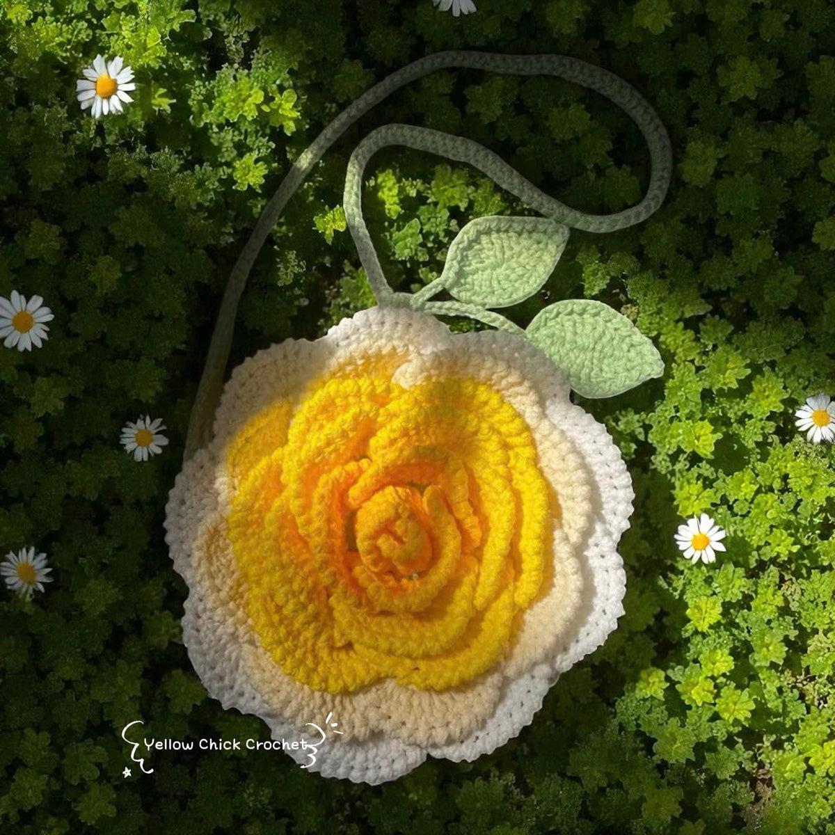 Crochet Sunflower Bag â€?Handmade Floral Spring Purse, Yellow Flower Handbag, Custom Color Gift for Mom, Easter, Travel &amp; Party