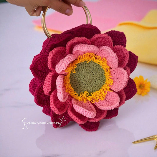Lotus Flower Crochet Bag â€?Handmade Elegant Purse, Unique Festive Handbag, Christmas Gift for Her, New Year Gift Idea