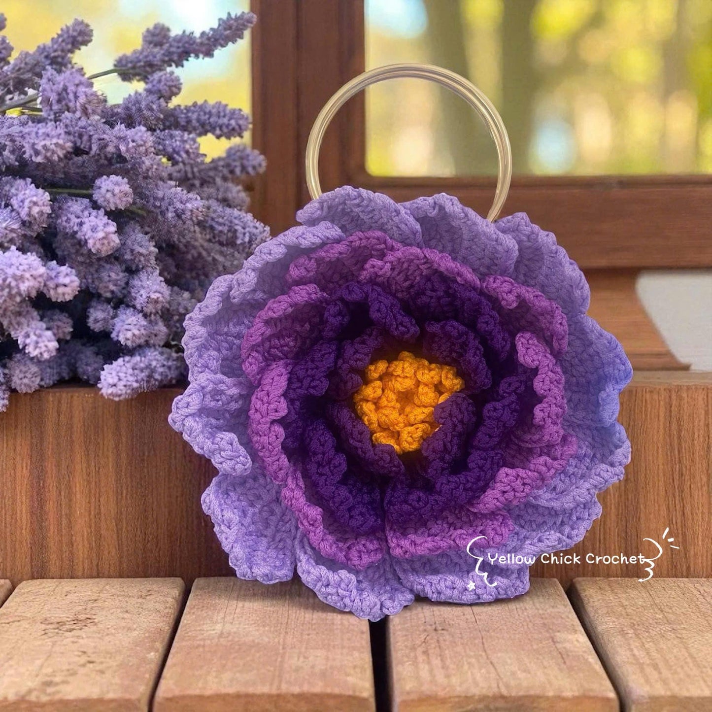 Crochet Sunflower Bag â€?Handmade Floral Spring Purse, Yellow Flower Handbag, Custom Color Gift for Mom, Easter, Travel &amp; Party