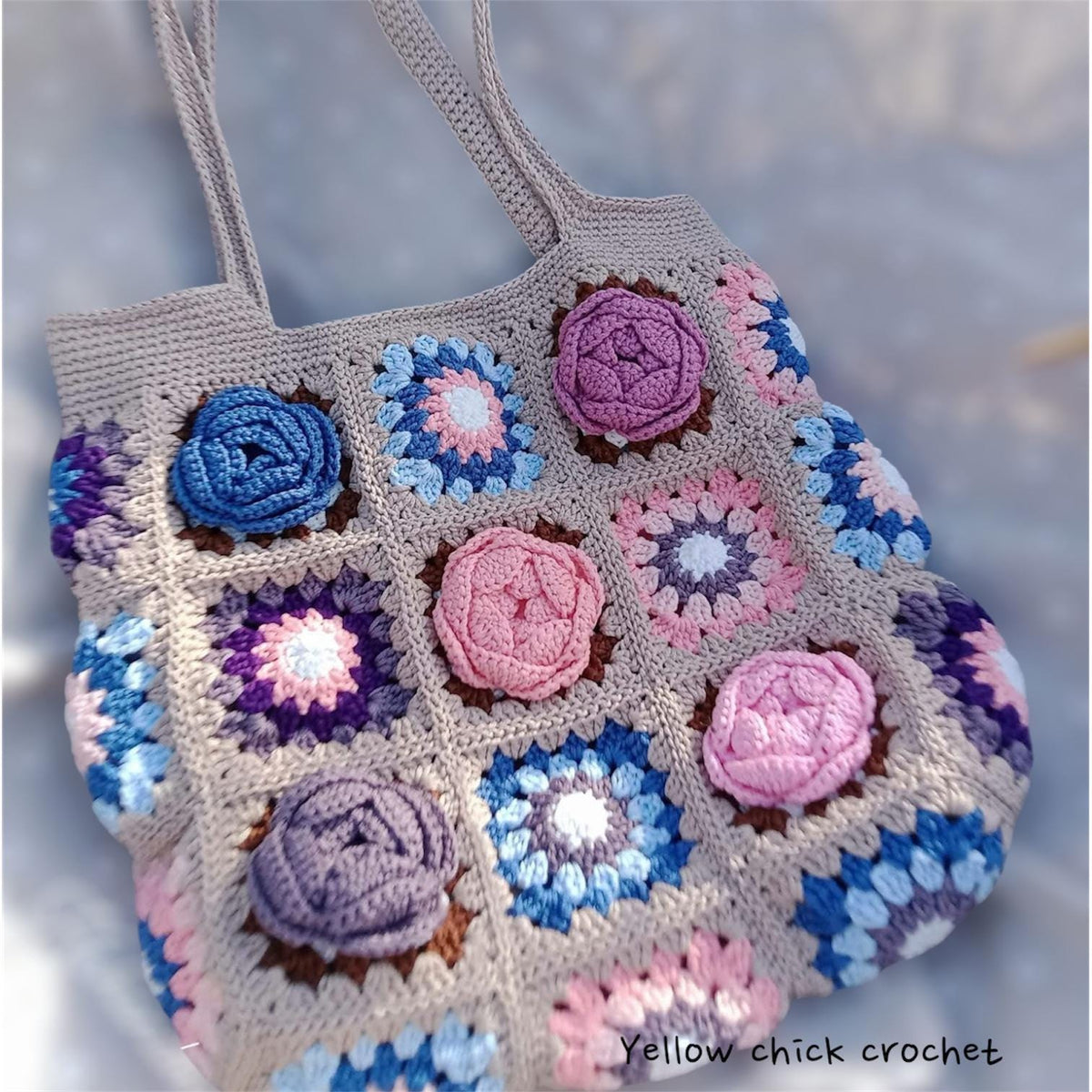 Crochet Bloom Floral Bag, Handmade Shoulder Tote, Valentine Gift, Valentine accessories, Love Bag, Flower bag