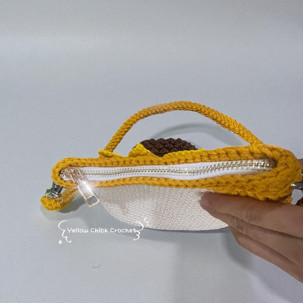 Sunflower Crochet Bag, Matching Hat Set, Crossbody &amp; Handheld,Lined, Zippered, Mother's Day Gift, Gift for Her, Easter Gift, Sunflower lover