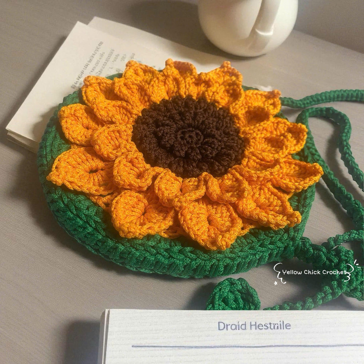 Crochet Sunflower Bag â€?Handmade Floral Spring Purse, Yellow Flower Handbag, Custom Color Gift for Mom, Easter, Travel &amp; Party