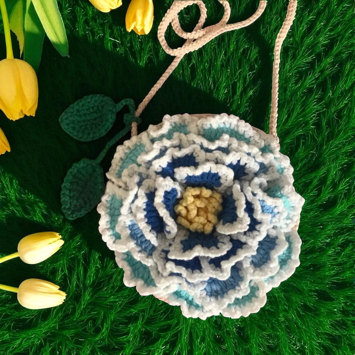 Lotus Flower Crochet Bag â€?Handmade Elegant Purse, Unique Festive Handbag, Christmas Gift for Her, New Year Gift Idea