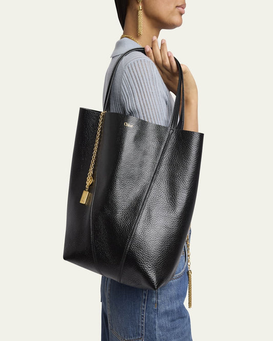 Chloe Spin Grained Leather Tote Bag